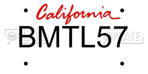 BMTL57 California License Plate