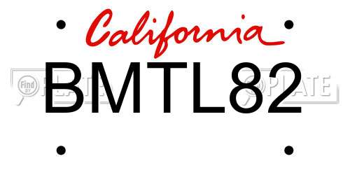 BMTL82 California License Plate