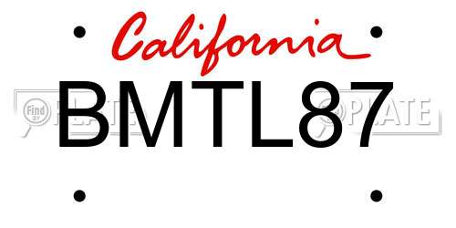 BMTL87 California License Plate