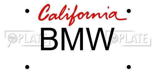 BMW California License Plate