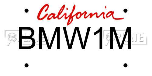BMW1M California License Plate