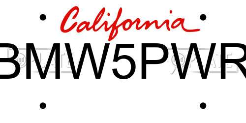 BMW5PWR California License Plate