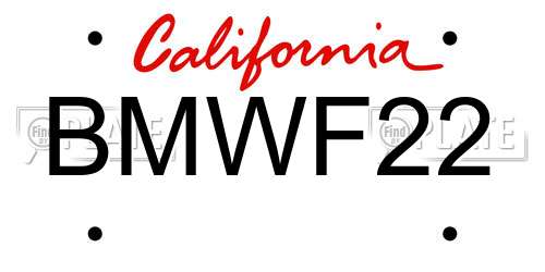 BMWF22 California License Plate
