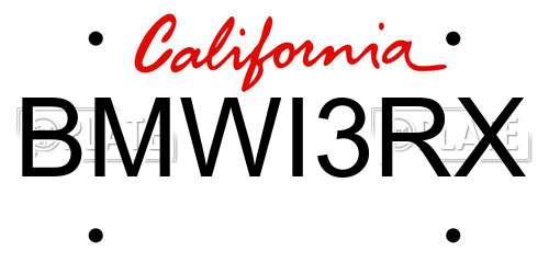 BMWI3RX California License Plate