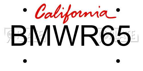 BMWR65 California License Plate