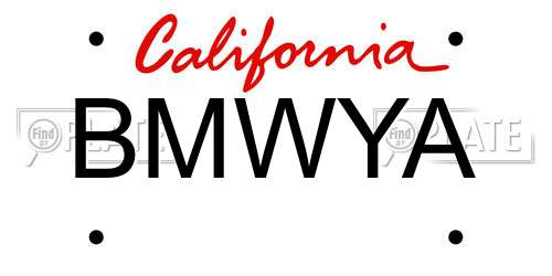 BMWYA California License Plate