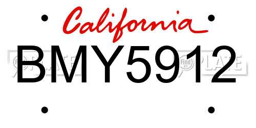 BMY5912 California License Plate