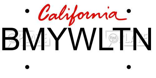 BMYWLTN California License Plate