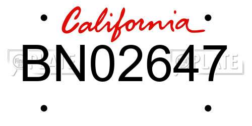 BN02647 California License Plate