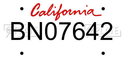 BN07642 California License Plate
