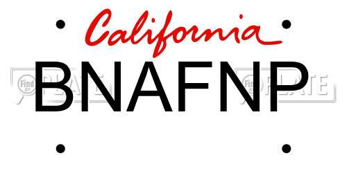 BNAFNP California License Plate