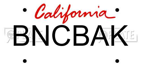 BNCBAK California License Plate