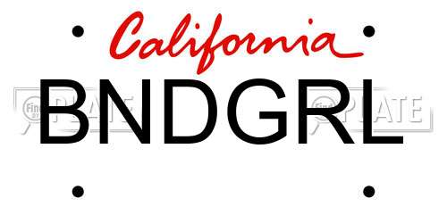 BNDGRL California License Plate