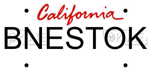 BNESTOK California License Plate