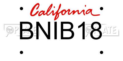 BNIB18 California License Plate