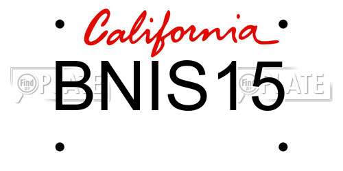 BNIS15 California License Plate
