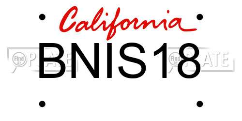 BNIS18 California License Plate
