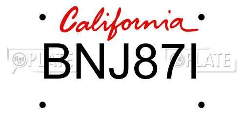 BNJ87I California License Plate