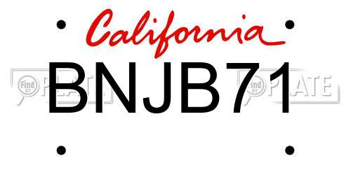 BNJB71 California License Plate