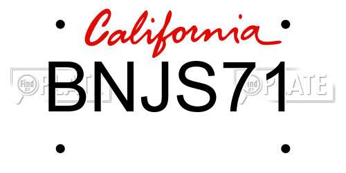 BNJS71 California License Plate