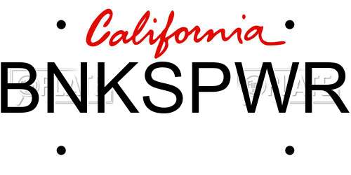 BNKSPWR California License Plate