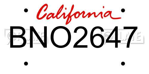 BNO2647 California License Plate