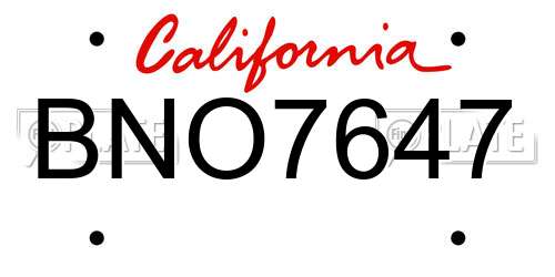 BNO7647 California License Plate