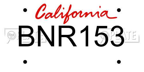 BNR153 California License Plate