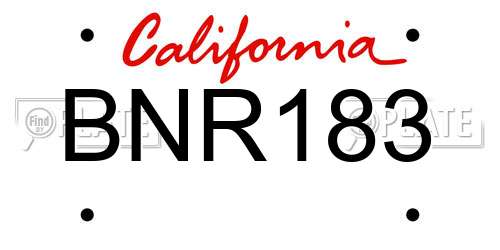 BNR183 California License Plate