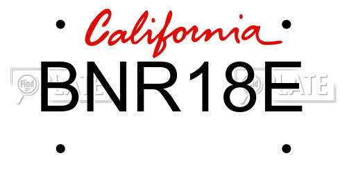BNR18E California License Plate