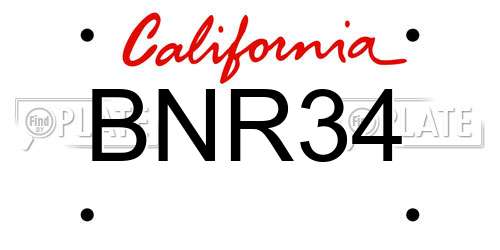 BNR34 California License Plate