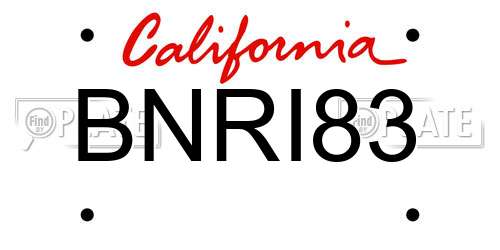 BNRI83 California License Plate