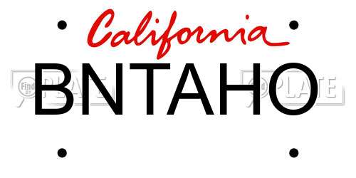 BNTAHO California License Plate