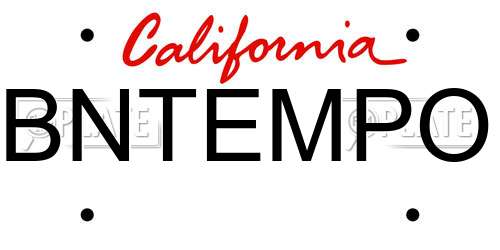 BNTEMPO California License Plate