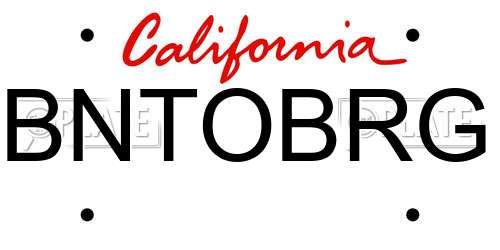 BNTOBRG California License Plate