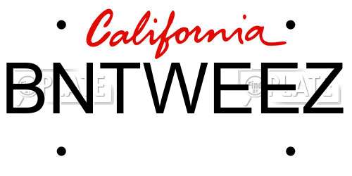 BNTWEEZ California License Plate