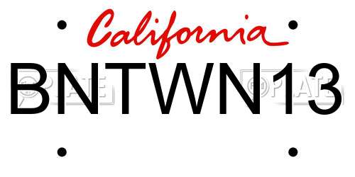 BNTWN13 California License Plate