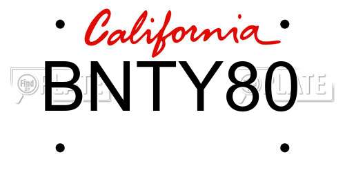 BNTY80 California License Plate