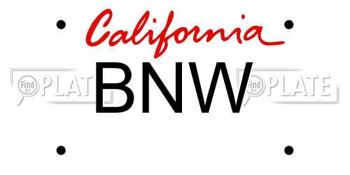 BNW California License Plate