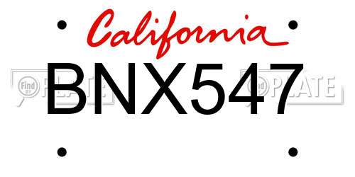 BNX547 California License Plate