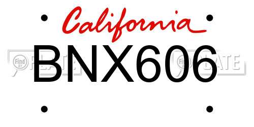 BNX606 California License Plate