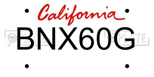 BNX60G California License Plate