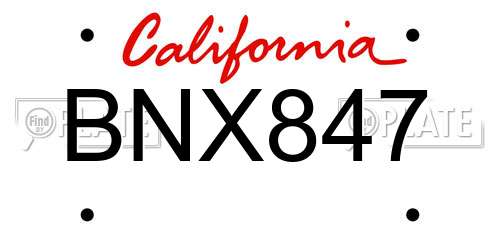 BNX847 California License Plate