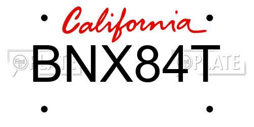 BNX84T California License Plate