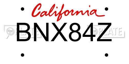 BNX84Z California License Plate