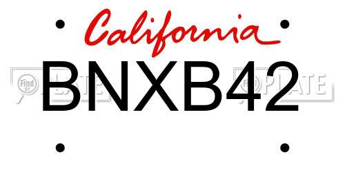 BNXB42 California License Plate