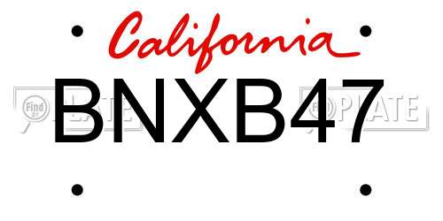 BNXB47 California License Plate