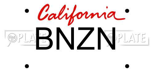 BNZN California License Plate
