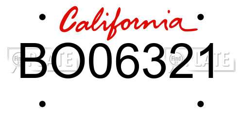 BO06321 California License Plate