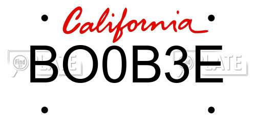 BO0B3E California License Plate